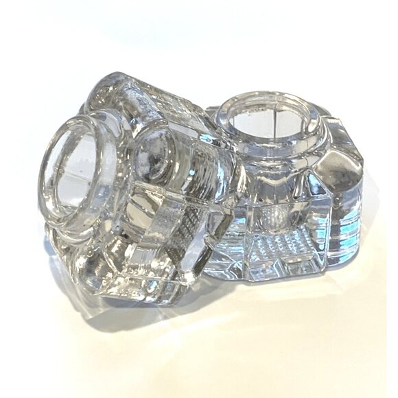 Antique British Art Deco Crystal Inkwell Set Of 2 - Picture 13 of 13